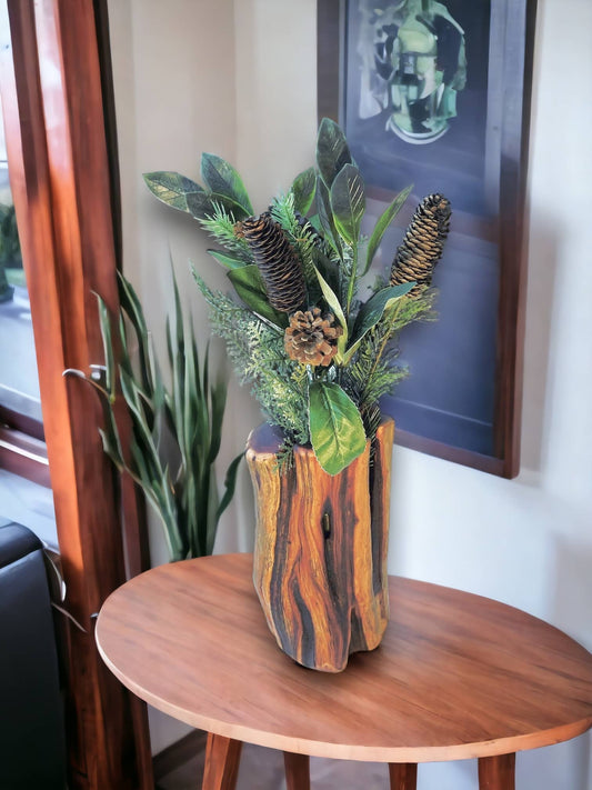 One-of-a-Kind Handcrafted Manzanita Wood Vase: Rustic Decor for Your Home! 10"x5" Size with Beautiful Natural Cracks!