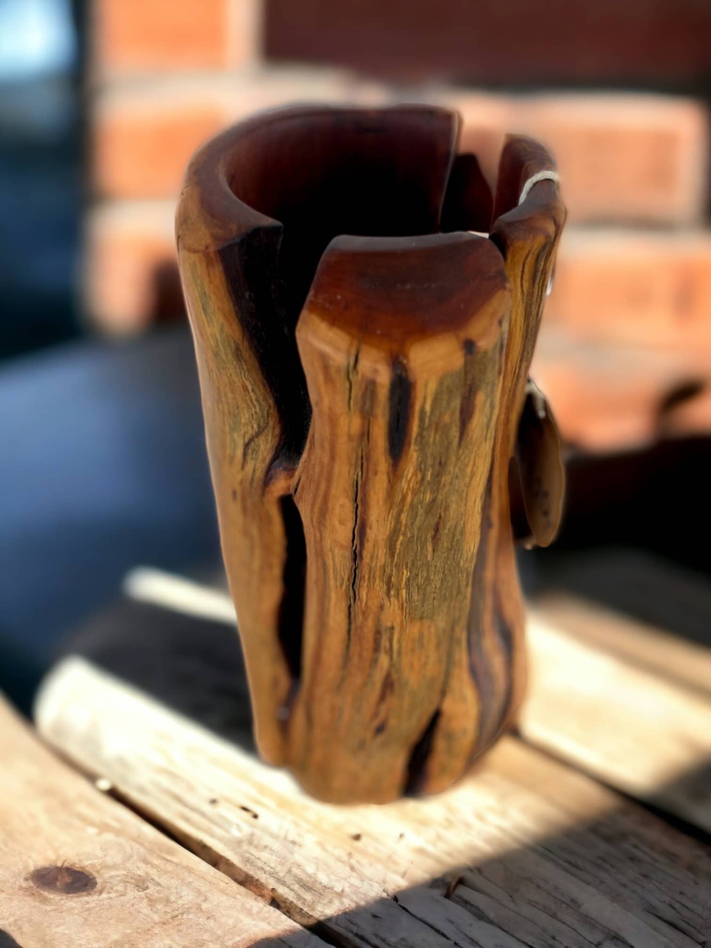 One-of-a-Kind Handcrafted Manzanita Wood Vase: Rustic Decor for Your Home! 10"x5" Size with Beautiful Natural Cracks!