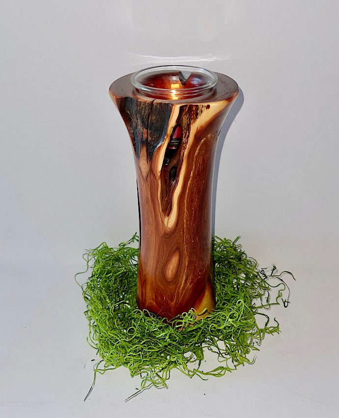 Wooden Tea Light Candle Holder. 8.5"H x 4"Dia