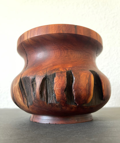 Rustic Wooden Vase, 6"H x 7"Dia