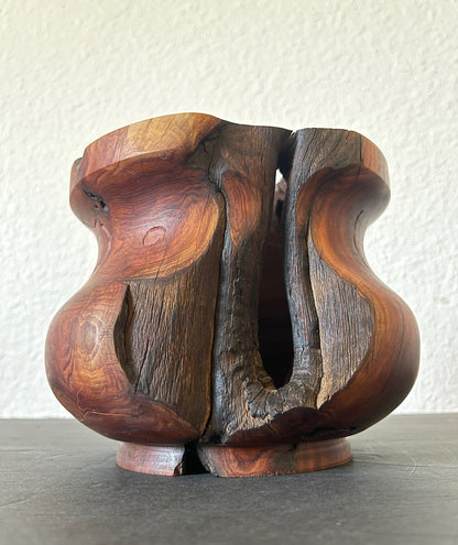 Rustic Wooden Vase, 6"H x 7"Dia