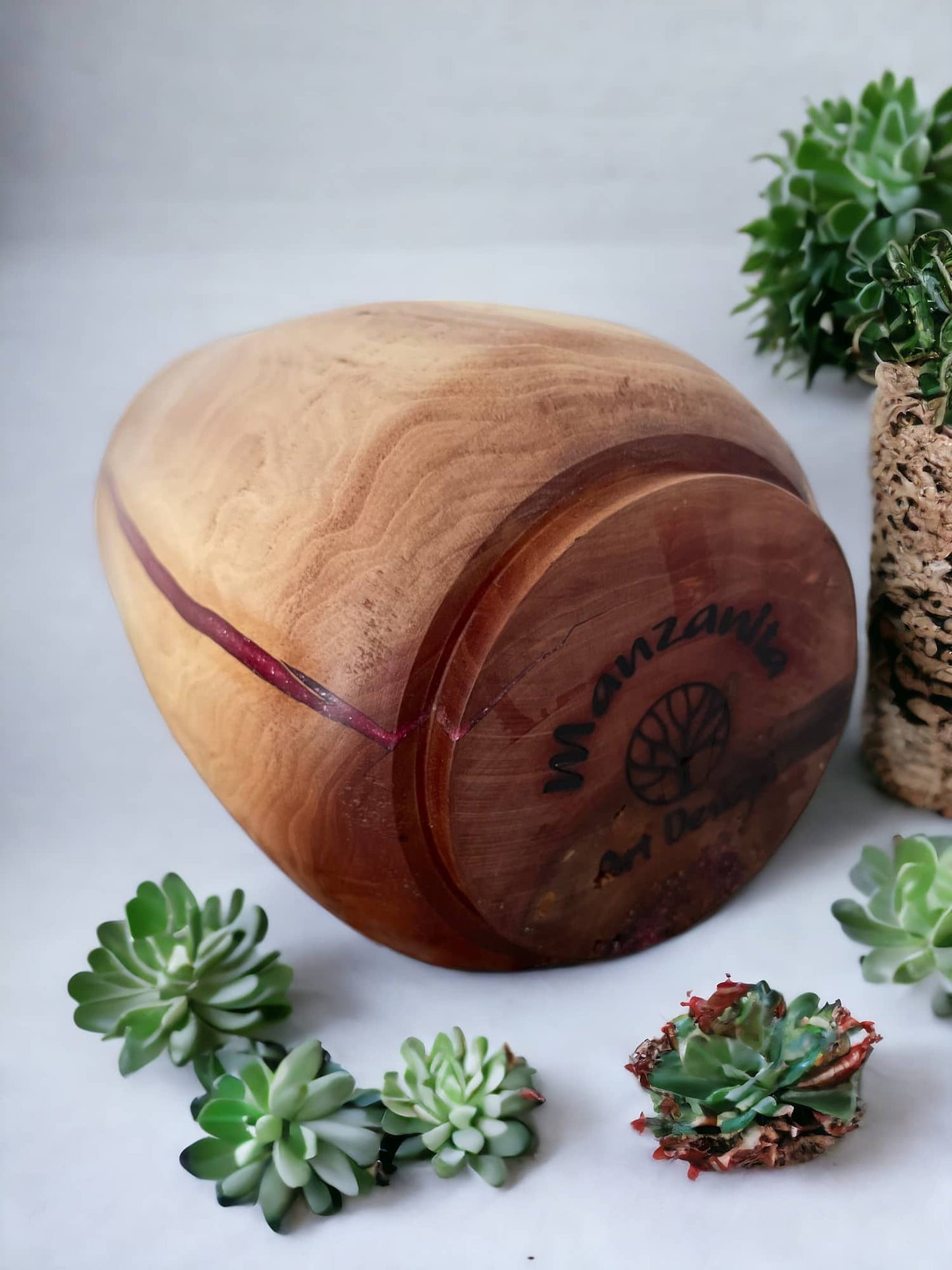 Natural beauty and charm. Manzanita Wood vase with resin. 8”H x 4.5”Dia